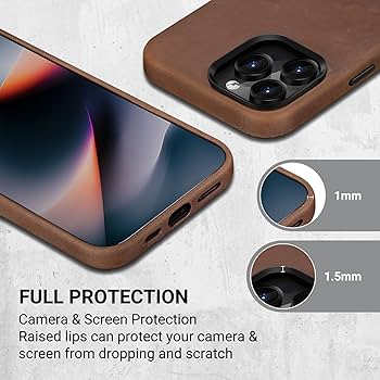 ★DESIGN SKIN★ iPhone 16 Pro MagSafe Full Cover Case Brown Belemay Compatible with iPhone 16 Pro Leather Case